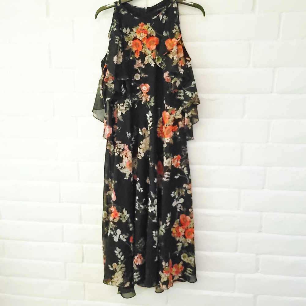 NWT Alex Marie Size 6 LAUREL Floral Ruffle Romantic Feminine Midi Dress